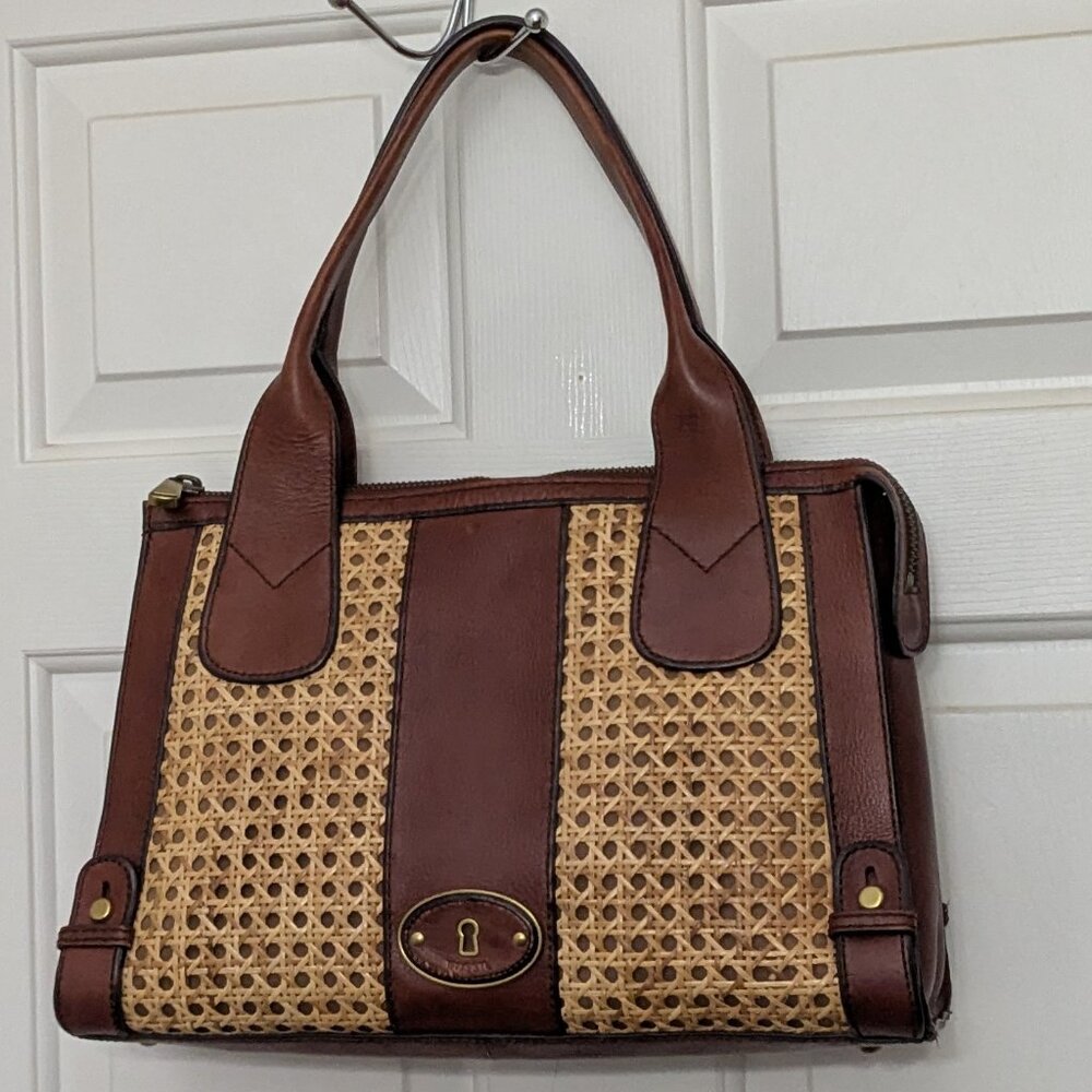 Fossil Vintage Reissue Weekender Brown Leather Satchel Overnight Tote Business
